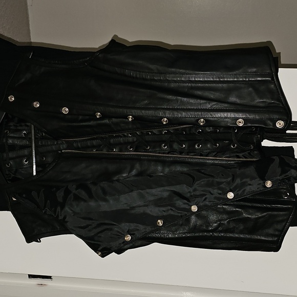 GENUINE LEATHER CORSET VICTORIAN VEST NO SIZE TAG M-L - Picture 5 of 6